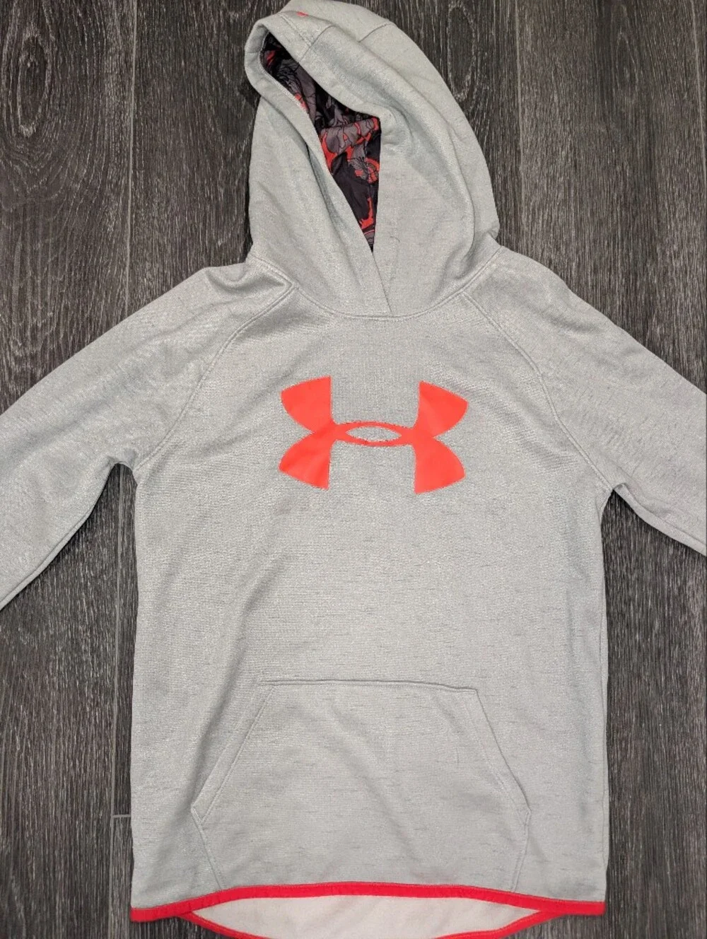 Under Armour Kids' Gray Hoodie with Neon Coral Logo